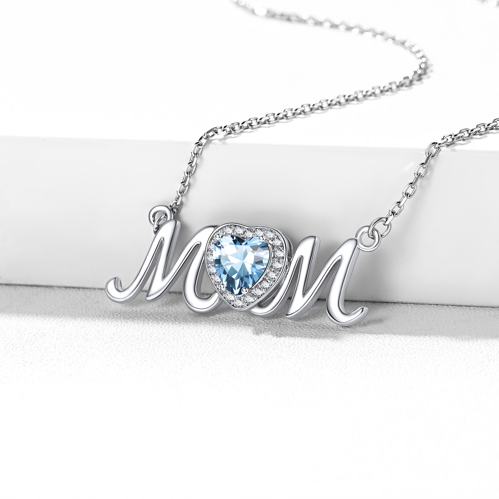 Birthstone 925 Sterling Silver Mom Necklace For Women detail