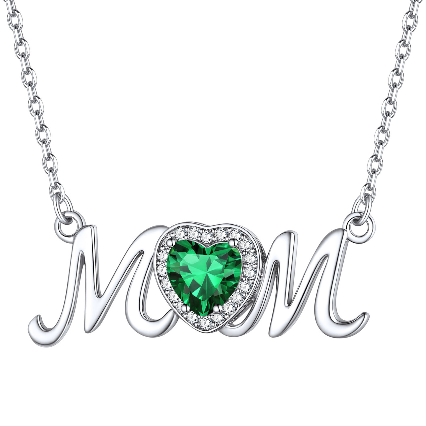 Birthstone Sterling Silver Mom Necklace For Women May