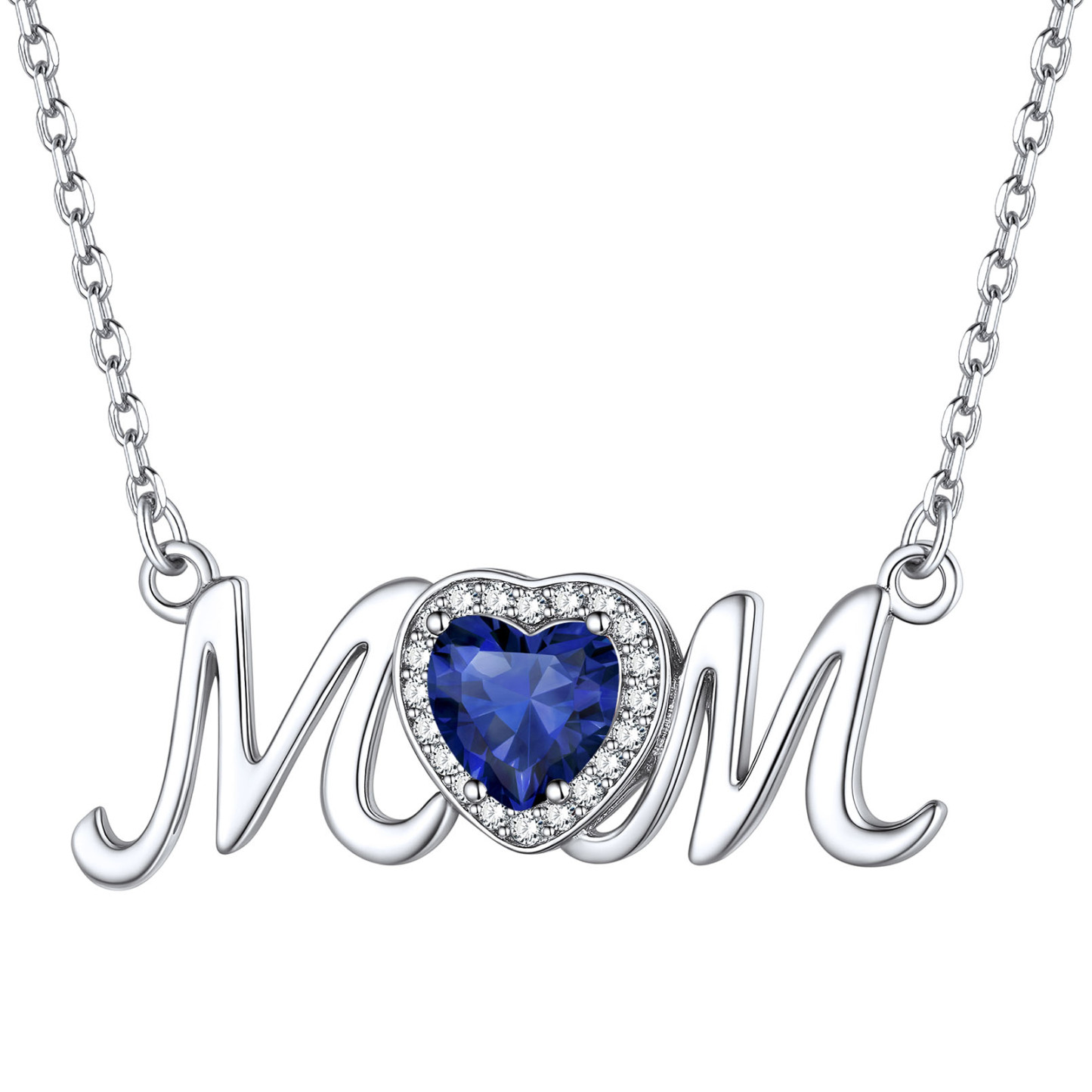 Birthstone Sterling Silver Mom Necklace For Women Sep