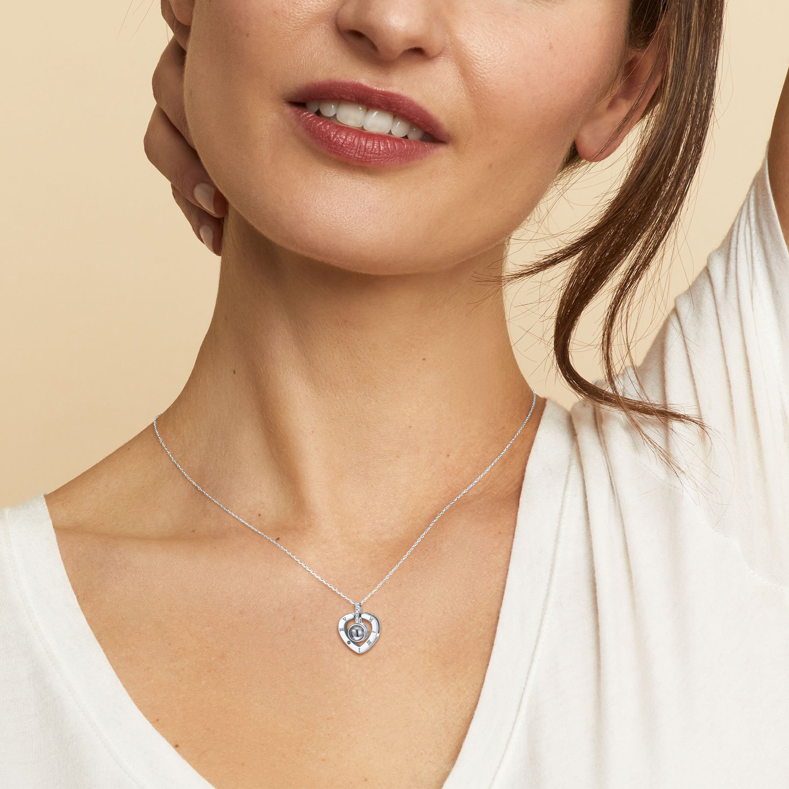 Personalized Photo Projection Heart Pendant Necklace model