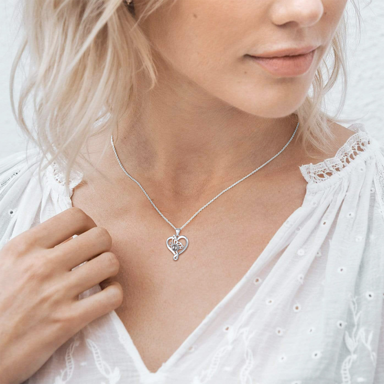 Personalized Photo Projection Butterfly Pendant Necklace model