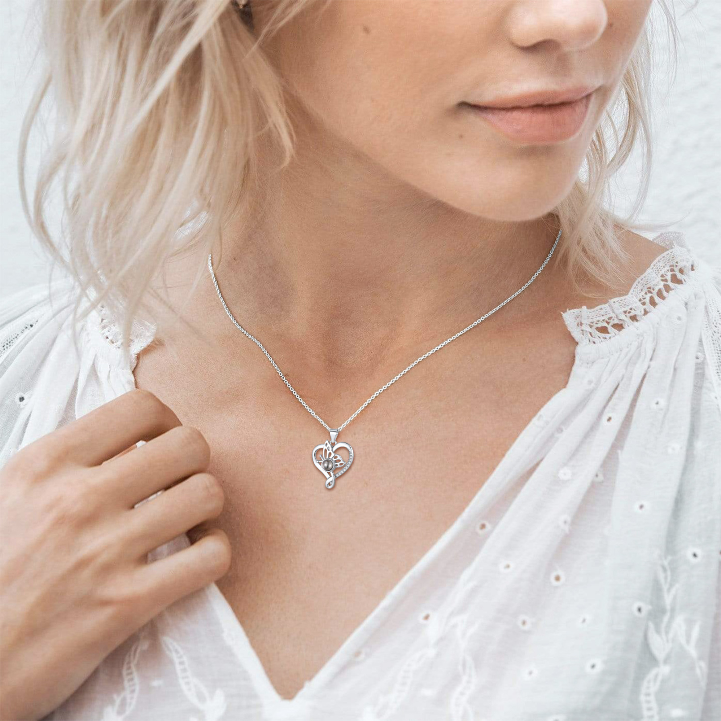 Personalized Photo Projection Butterfly Pendant Necklace model