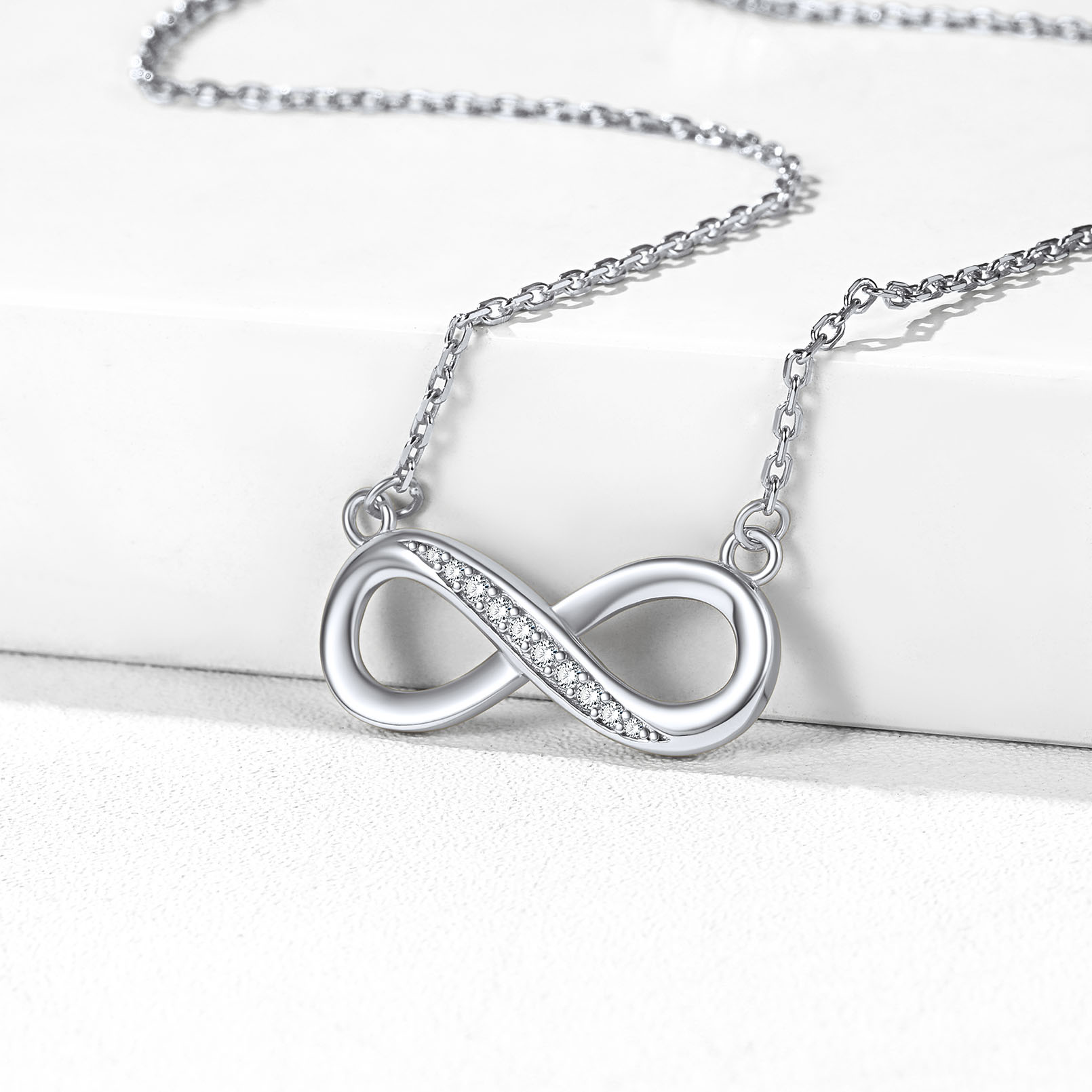 925 Sterling Silver Infinity CZ Necklace for Women occasion silver
