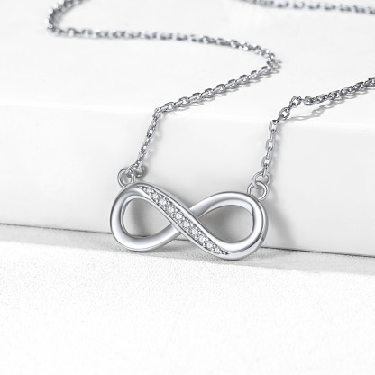 925 Sterling Silver Infinity CZ Necklace for Women occasion silver