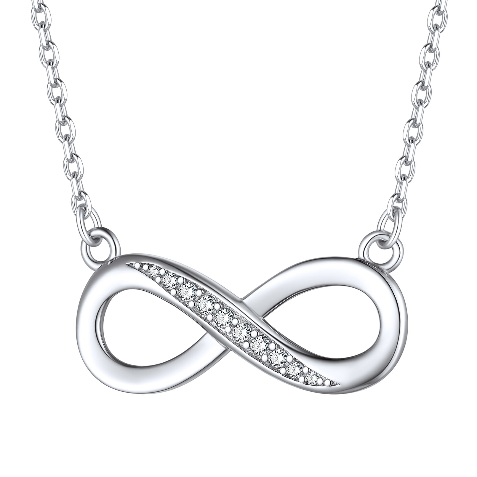 925 Sterling Silver Infinity CZ Necklace for Women silver