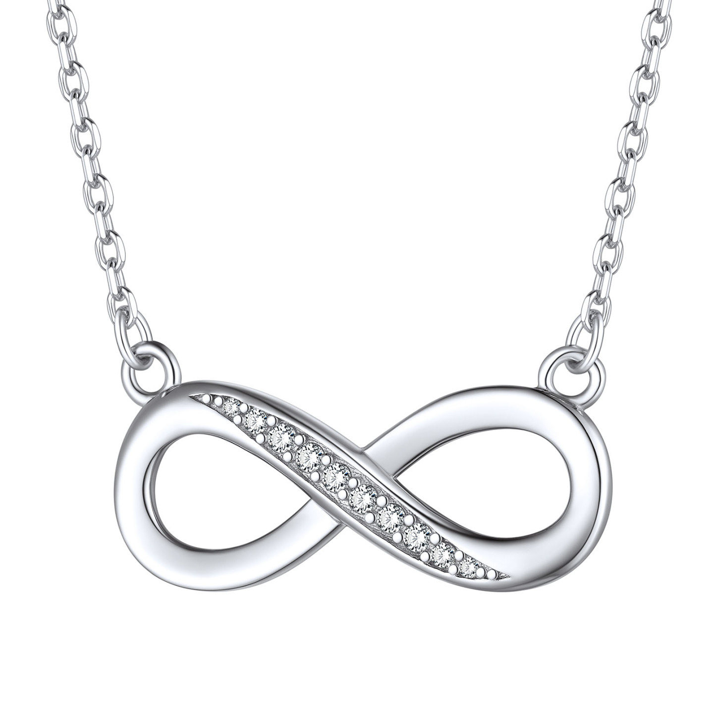 925 Sterling Silver Infinity CZ Necklace for Women silver