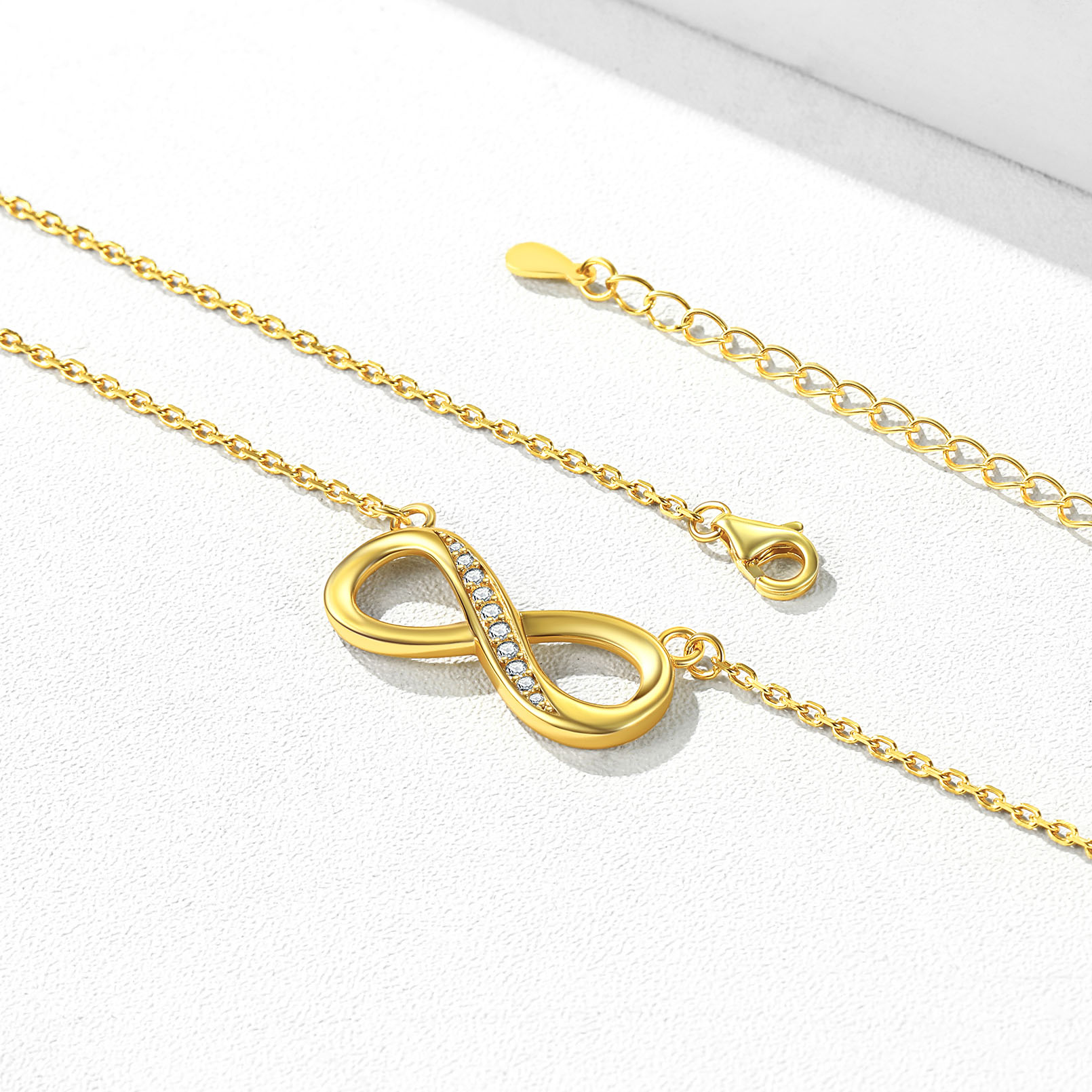 925 Sterling Silver Infinity CZ Necklace for Women occasion gold