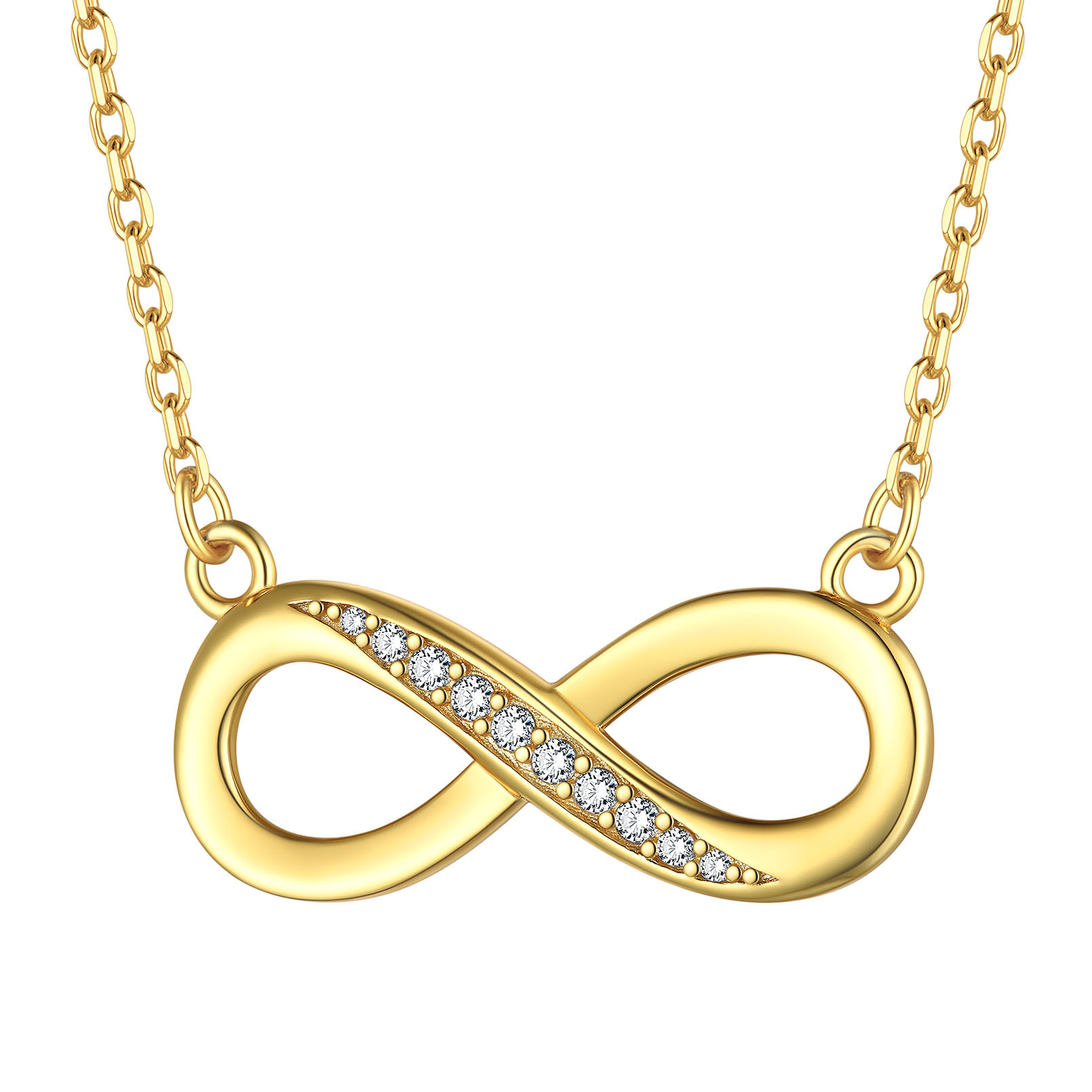 925 Sterling Silver Infinity CZ Necklace for Women gold