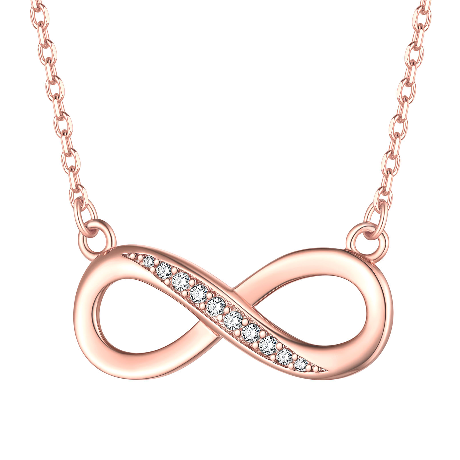925 Sterling Silver Infinity CZ Necklace for Women rose gold