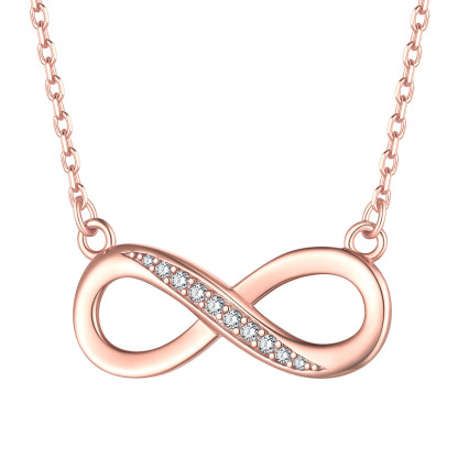 925 Sterling Silver Infinity CZ Necklace for Women rose gold