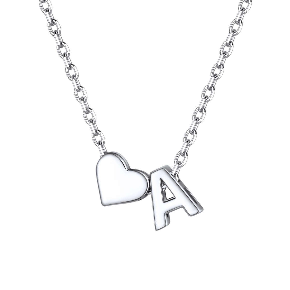 925 Sterling Silver Initial Heart Necklace for women