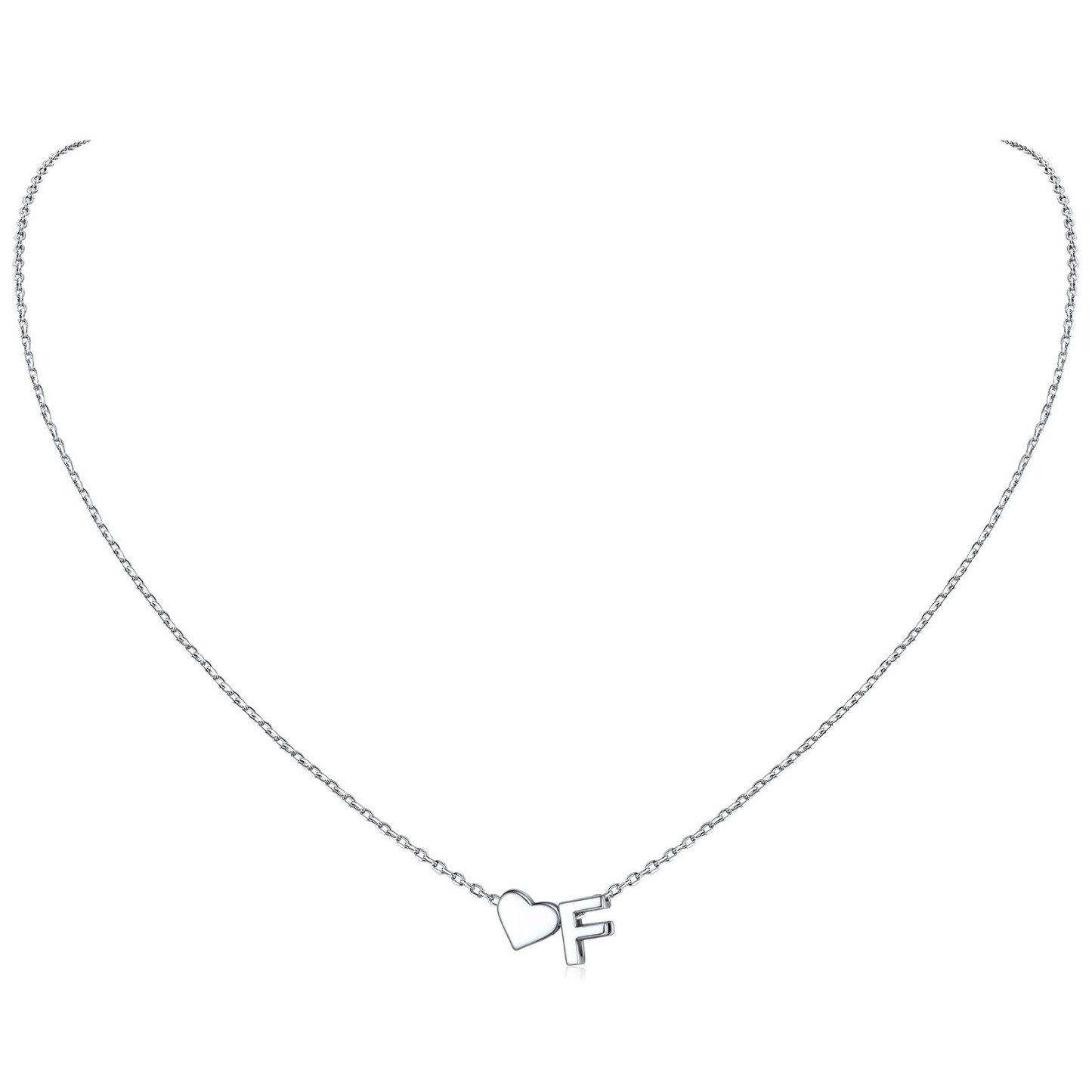 925 Sterling Silver Initial Heart Necklace for women