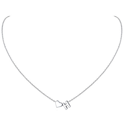 925 Sterling Silver Initial Heart Necklace for women