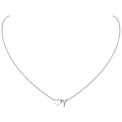 925 Sterling Silver Initial Heart Necklace for women
