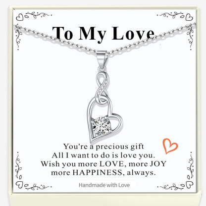 925 Sterling Silver Infinity Heart Birthstone Necklace For Women