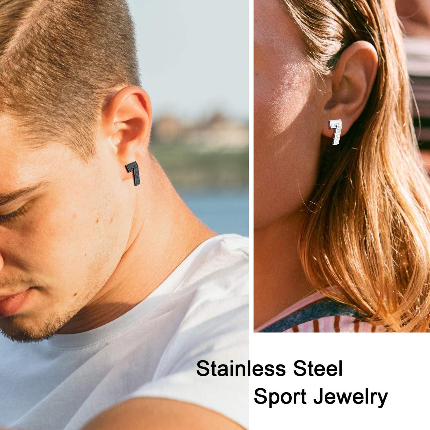 Custom Name Sport Stud Number Earrings for Men sports jewelry