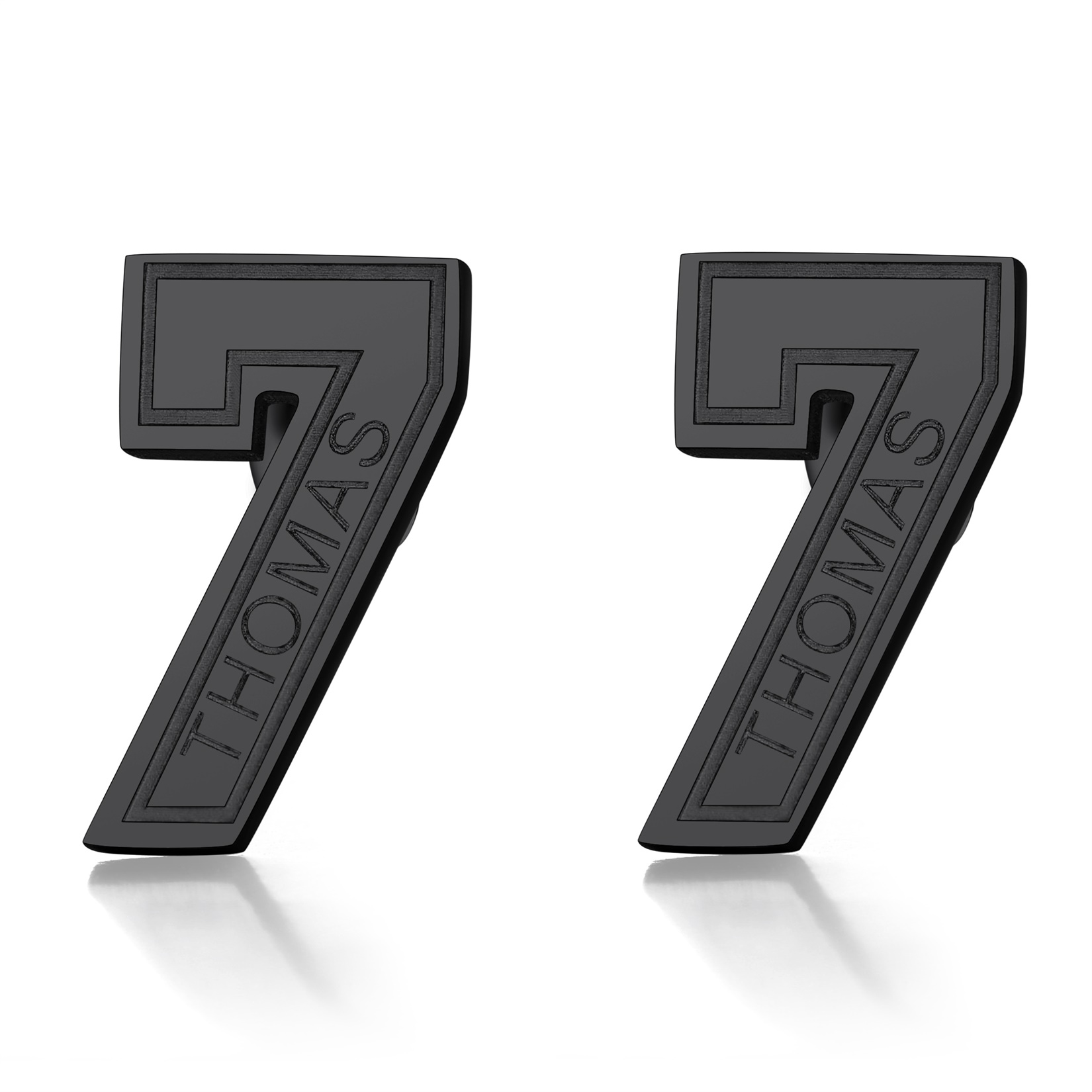 Custom Name Sport Number Stud Earrings for Men black