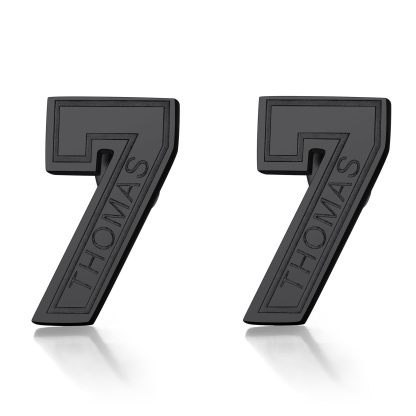 Custom Name Sport Number Stud Earrings for Men black