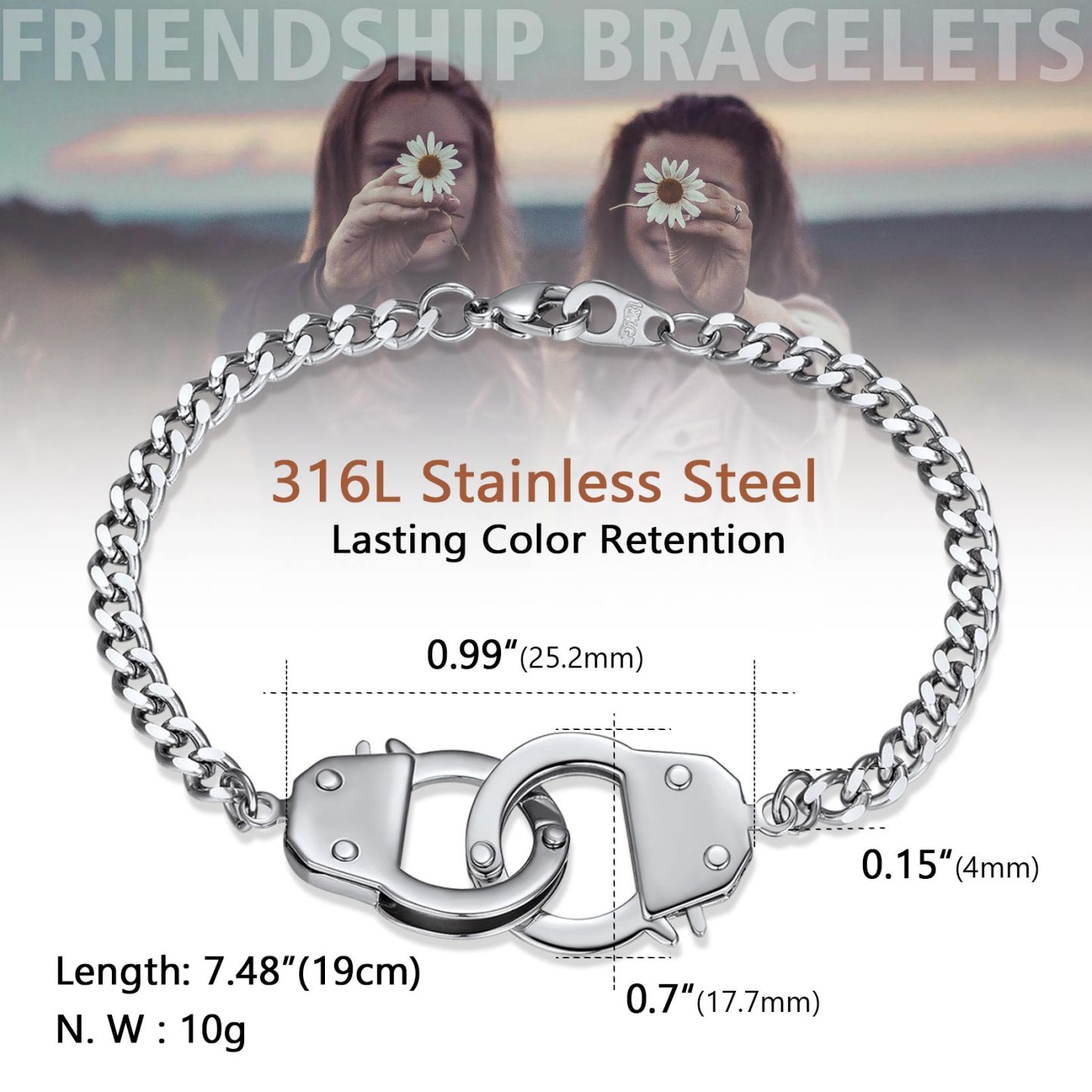 Custom Couple Handcuff Bracelet