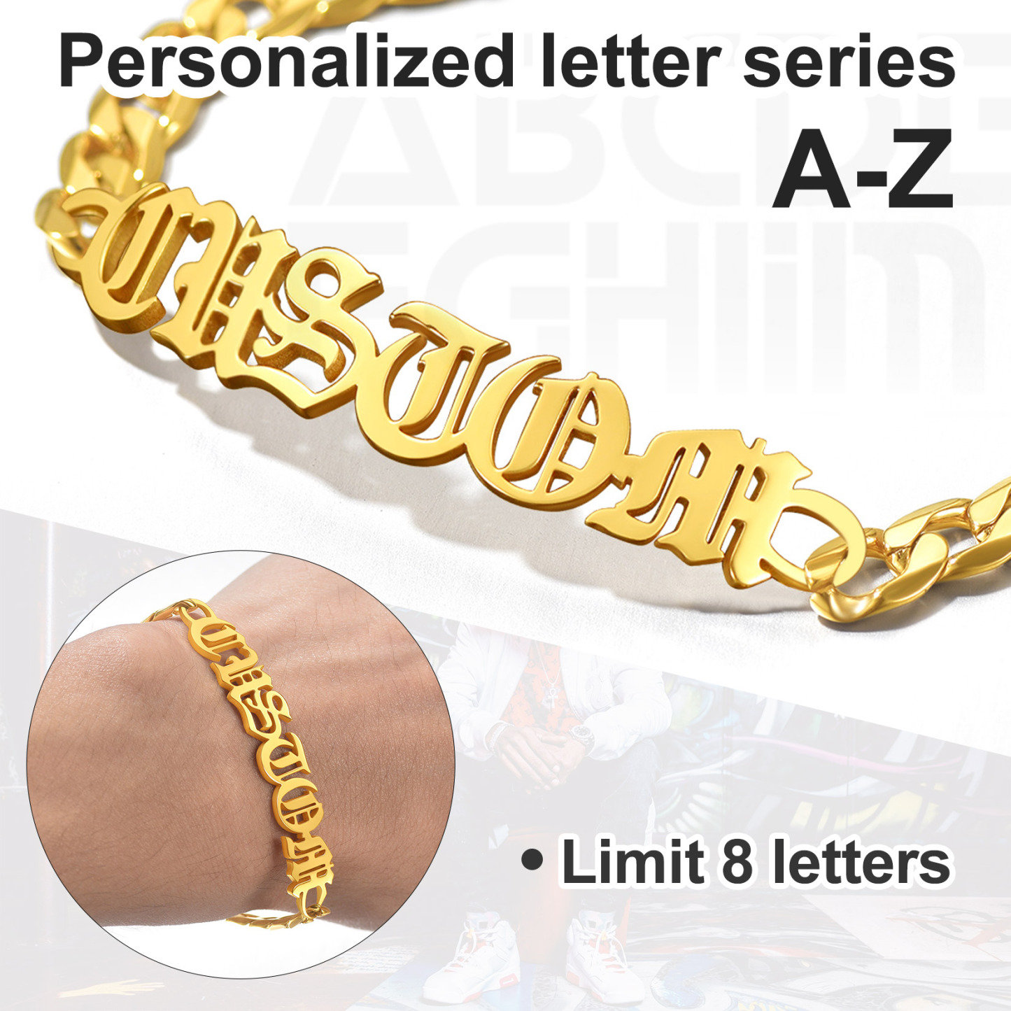 Custom Name Cuban Chain Bracelet for Men detail