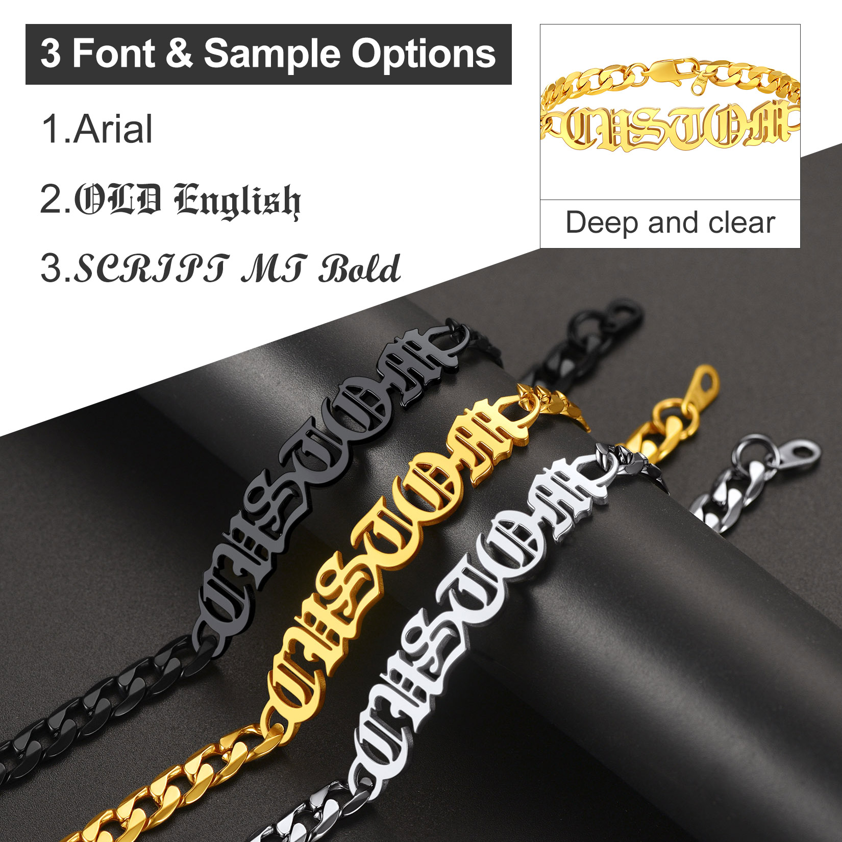 Custom Name Plate Cuban Chain Bracelet for Men