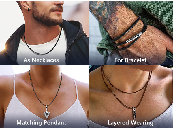 Customized Chain Waterproof Leather Necklace for Men 