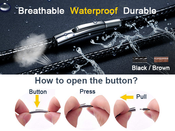 Customized Chain Waterproof Leather Necklace for Men 