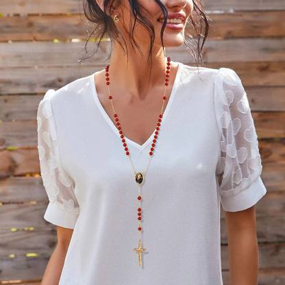 Personalized Picture Custom Rosary Beads Catholic Crucifix Cross Y Necklace