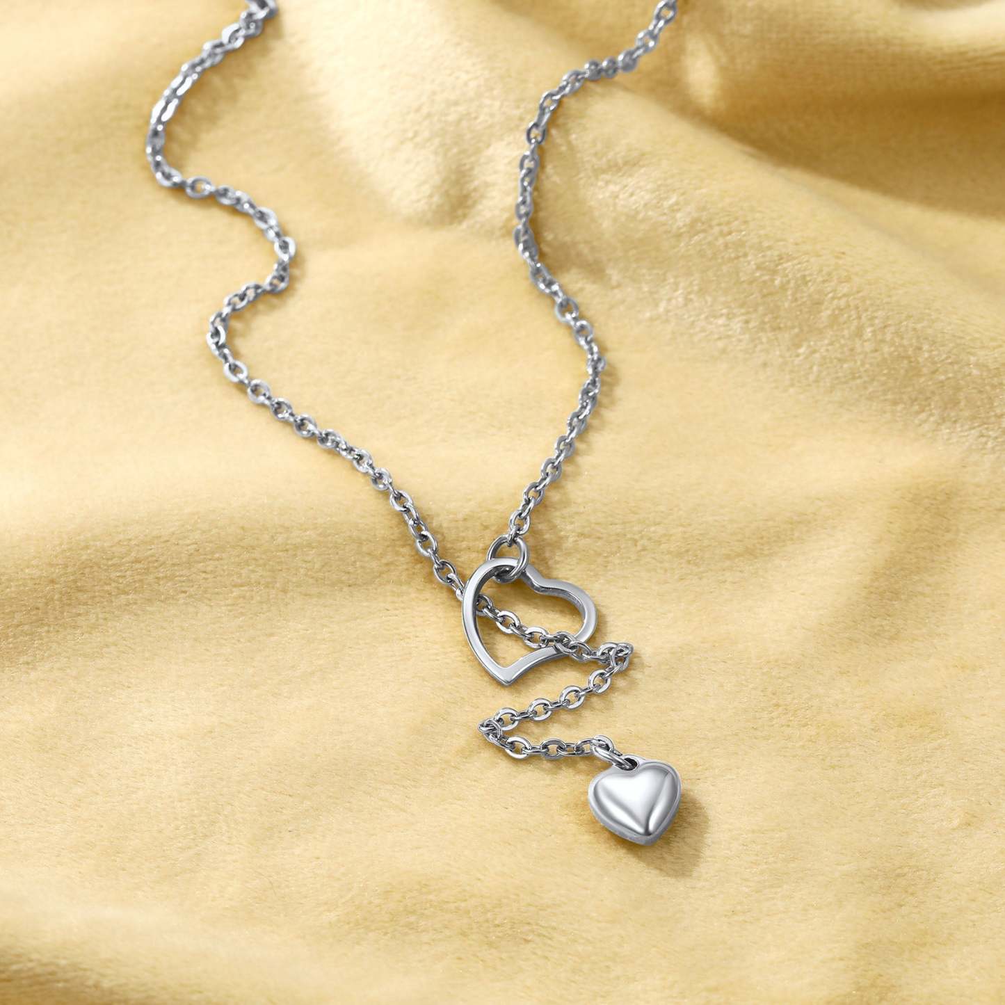 Stainless Steel Heart Y necklace