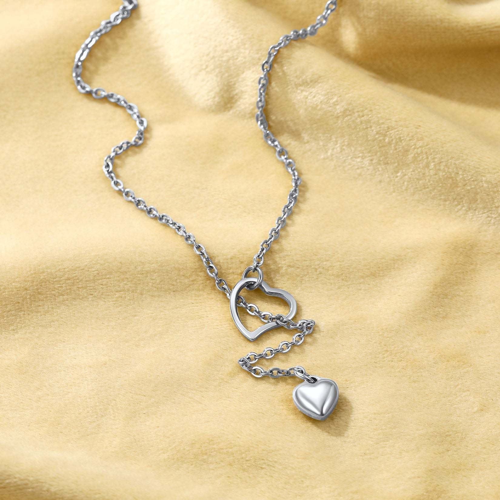 Stainless Steel Heart Y necklace