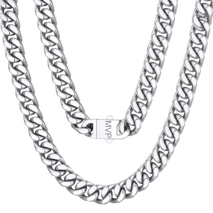 Chunky Miami Cuban Link Chain Hip-Hop Necklace for Men 12mm Silver