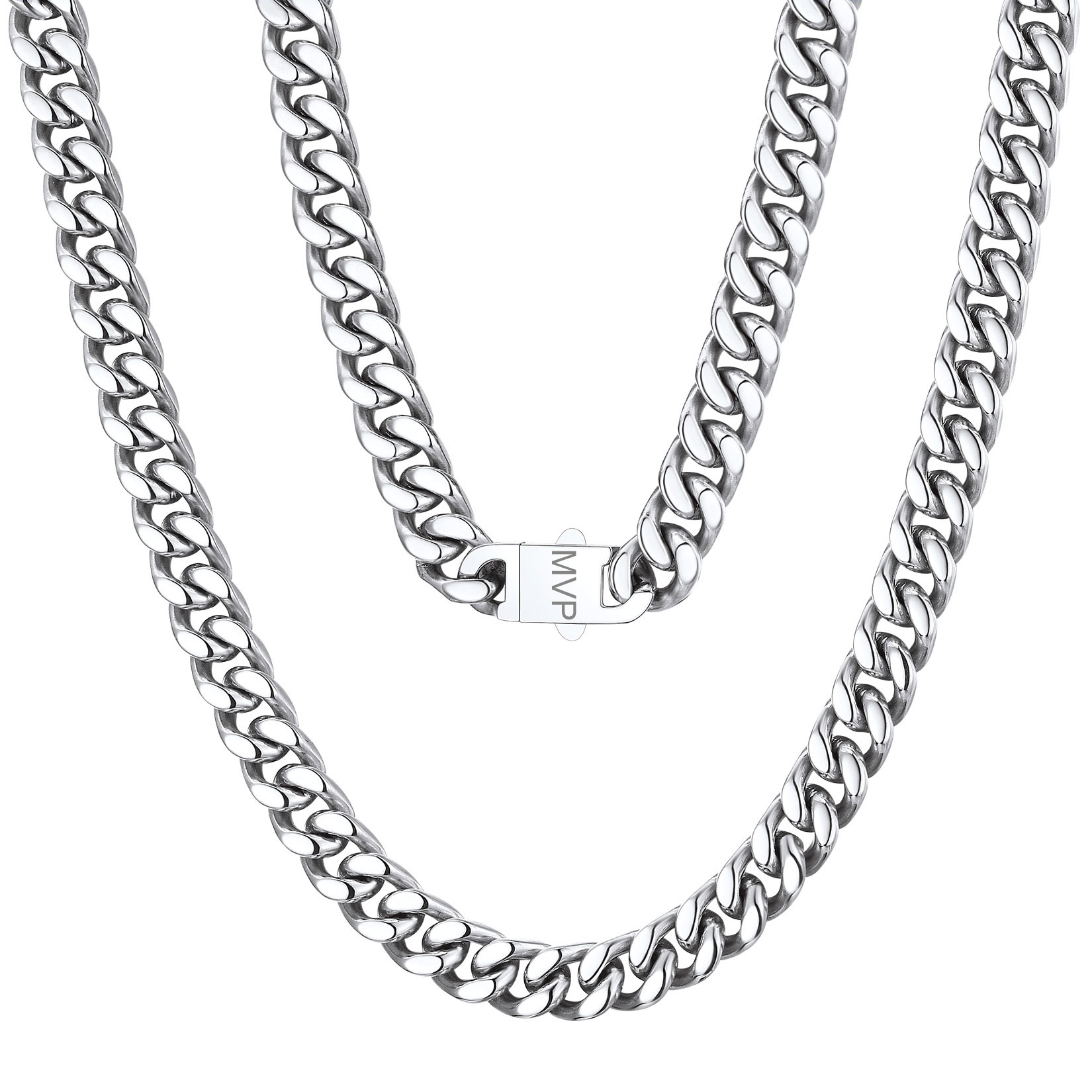 Chunky Miami Cuban Link Chain Hip-Hop Necklace for Men 7mm Silver