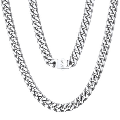Chunky Miami Cuban Link Chain Hip-Hop Necklace for Men 7mm Silver