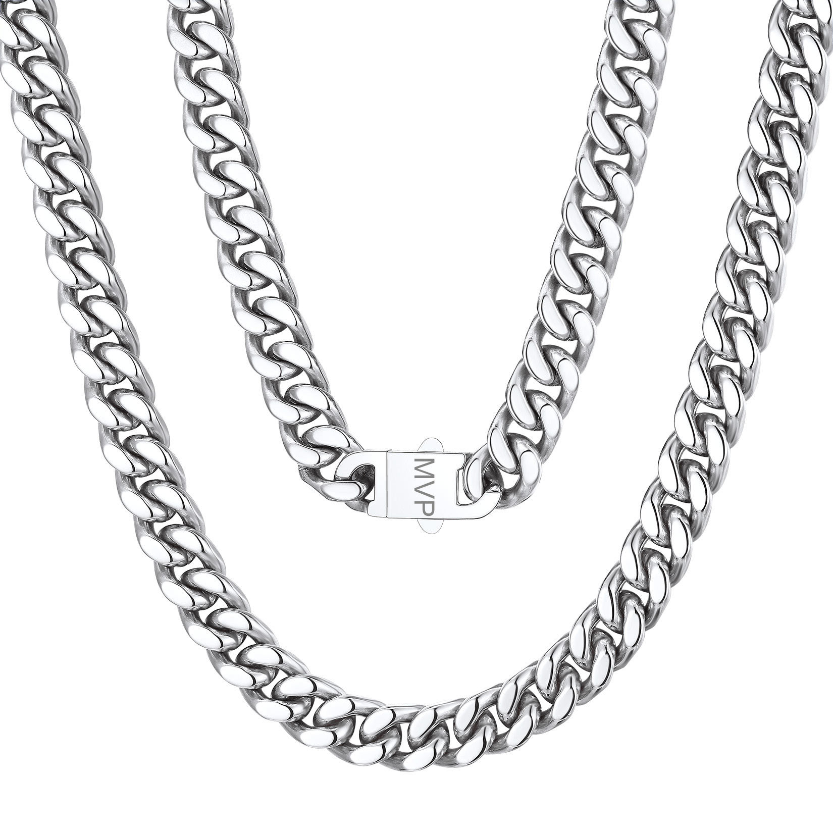 Chunky Miami Cuban Link Chain Hip-Hop Necklace for Men 9mm Silver