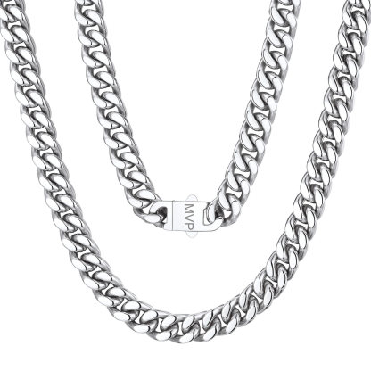 Chunky Miami Cuban Link Chain Hip-Hop Necklace for Men 9mm Silver