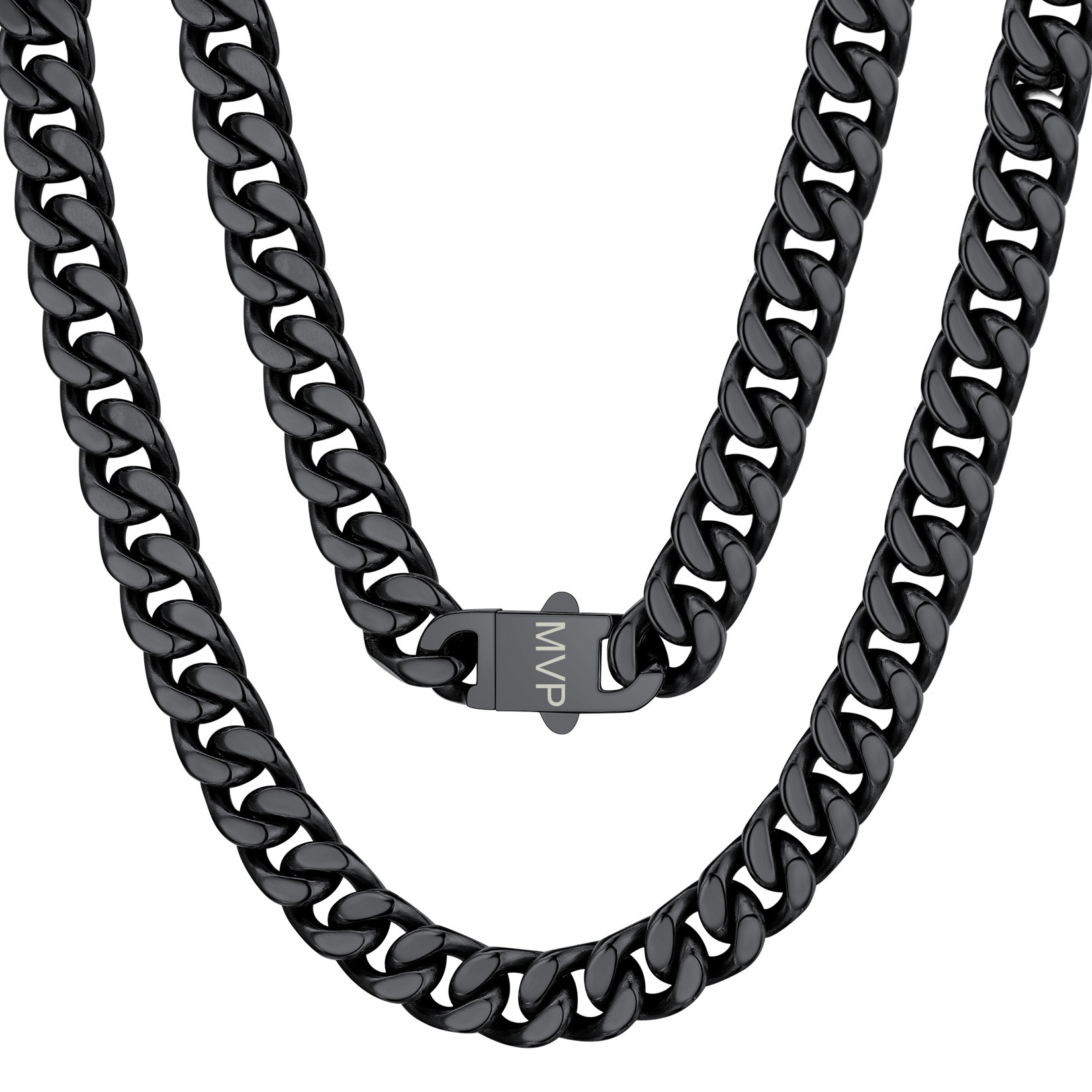 Chunky Miami Cuban Link Chain Hip-Hop Necklace for Men 12mm Black