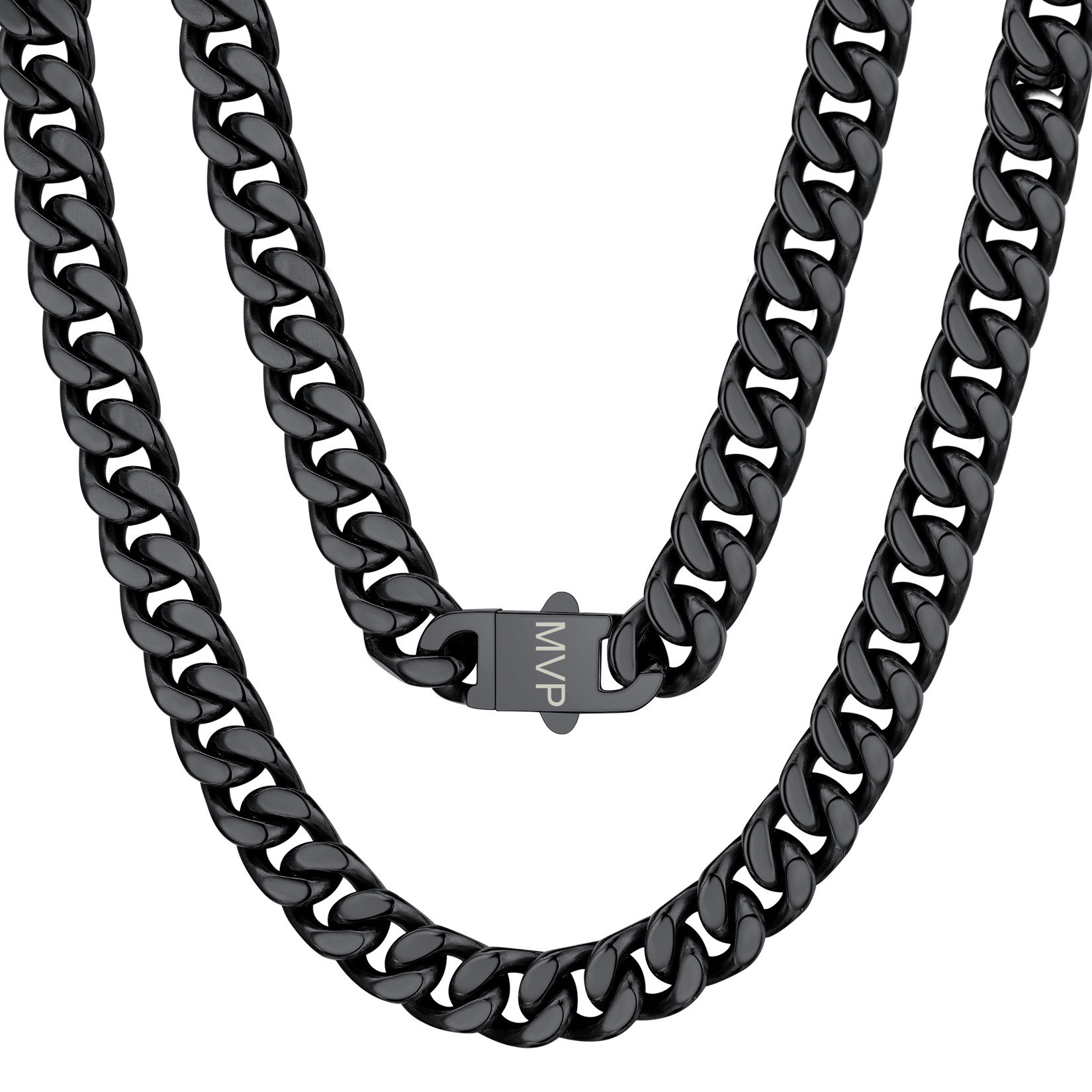 Chunky Miami Cuban Link Chain Hip-Hop Necklace for Men 12mm Black