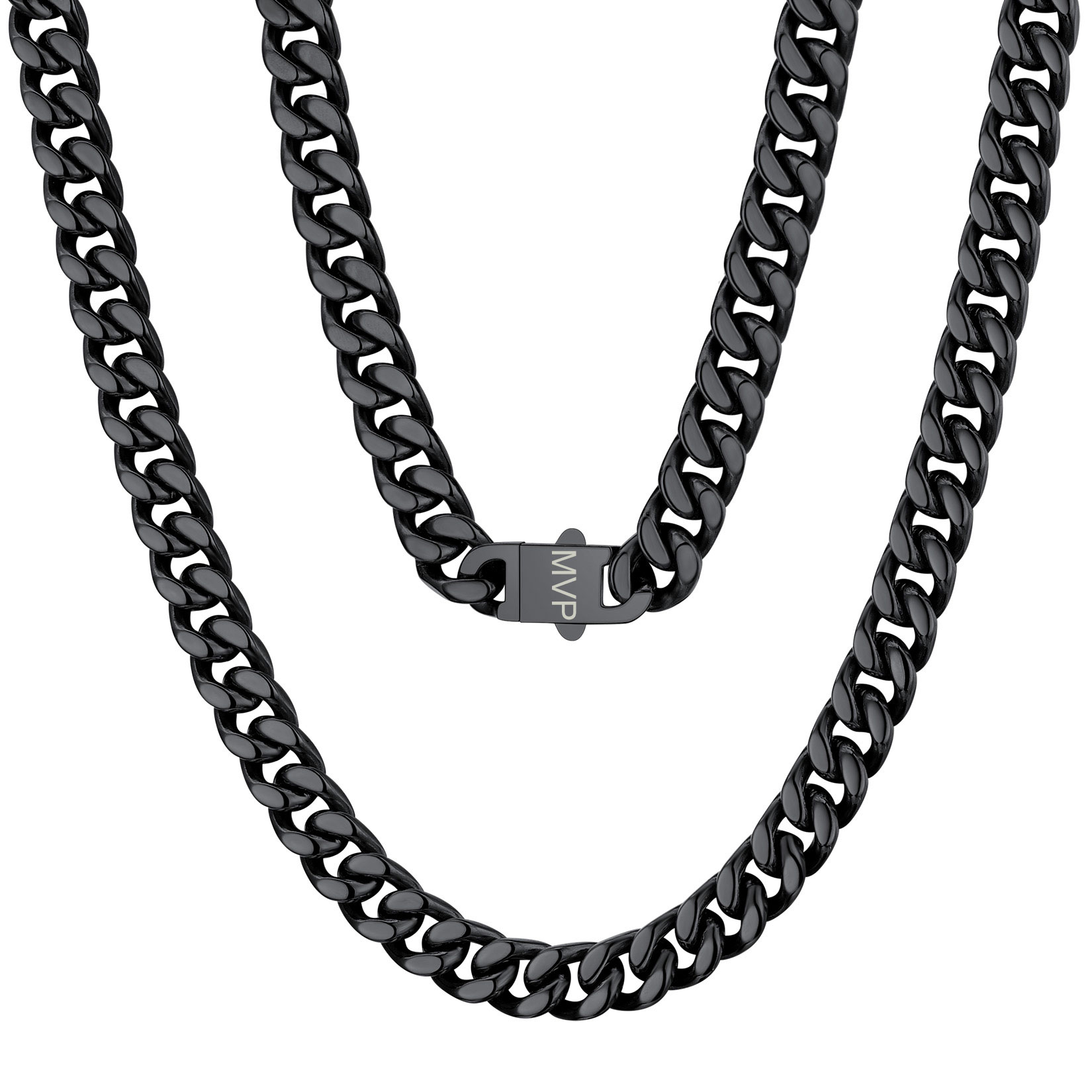 Chunky Miami Cuban Link Chain Hip-Hop Necklace for Men 7mm Black