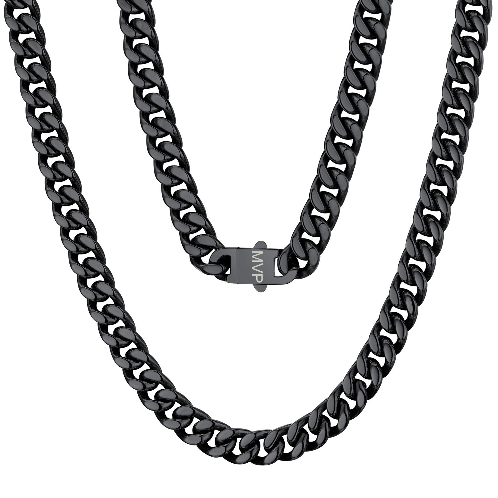 Chunky Miami Cuban Link Chain Hip-Hop Necklace for Men 7mm Black