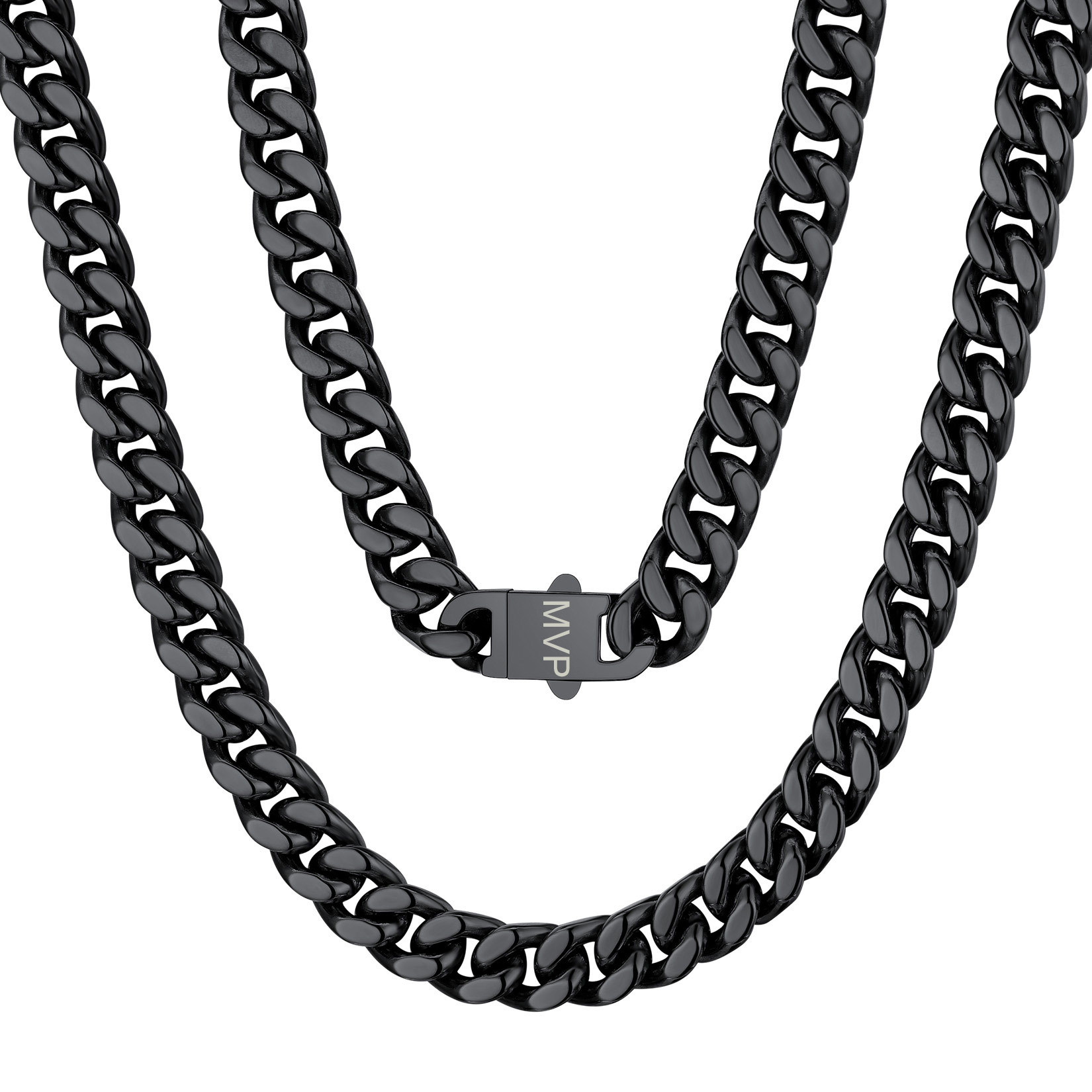 Chunky Miami Cuban Link Chain Hip-Hop Necklace for Men 9mm Black