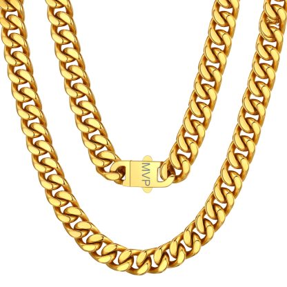 Chunky Miami Cuban Link Chain Hip-Hop Necklace for Men 12mm Gold
