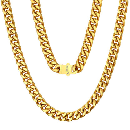Chunky Miami Cuban Link Chain Hip-Hop Necklace for Men 7mm Gold