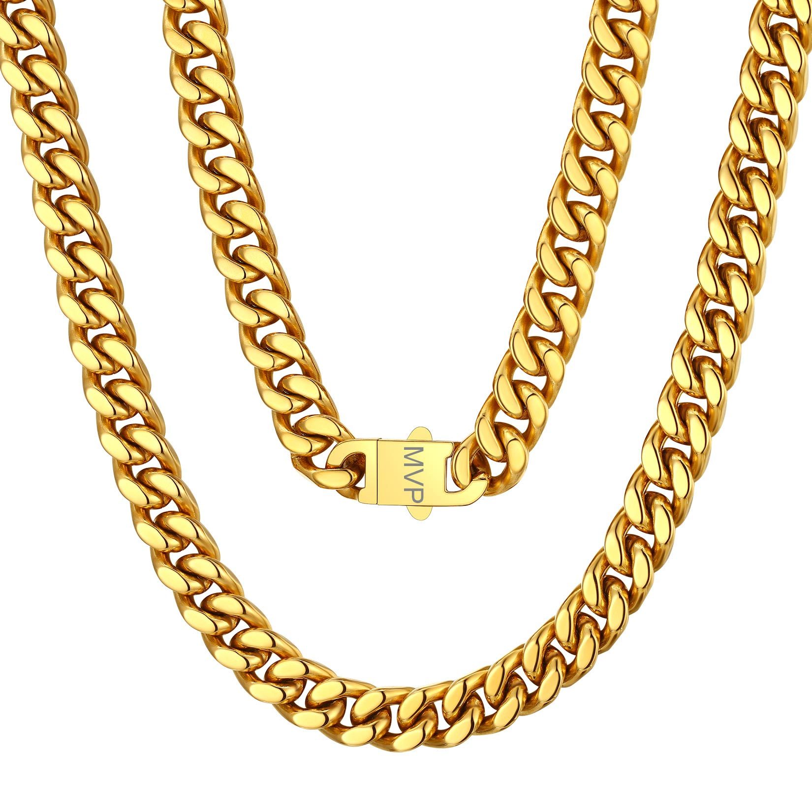 Chunky Miami Cuban Link Chain Hip-Hop Necklace for Men 9mm Gold