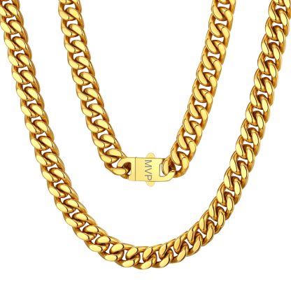 Chunky Miami Cuban Link Chain Hip-Hop Necklace for Men 9mm Gold