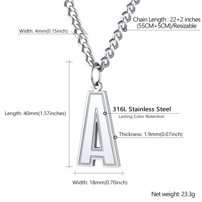  Letter Necklace Initial Adjustable Stainless Steel Chain Detail