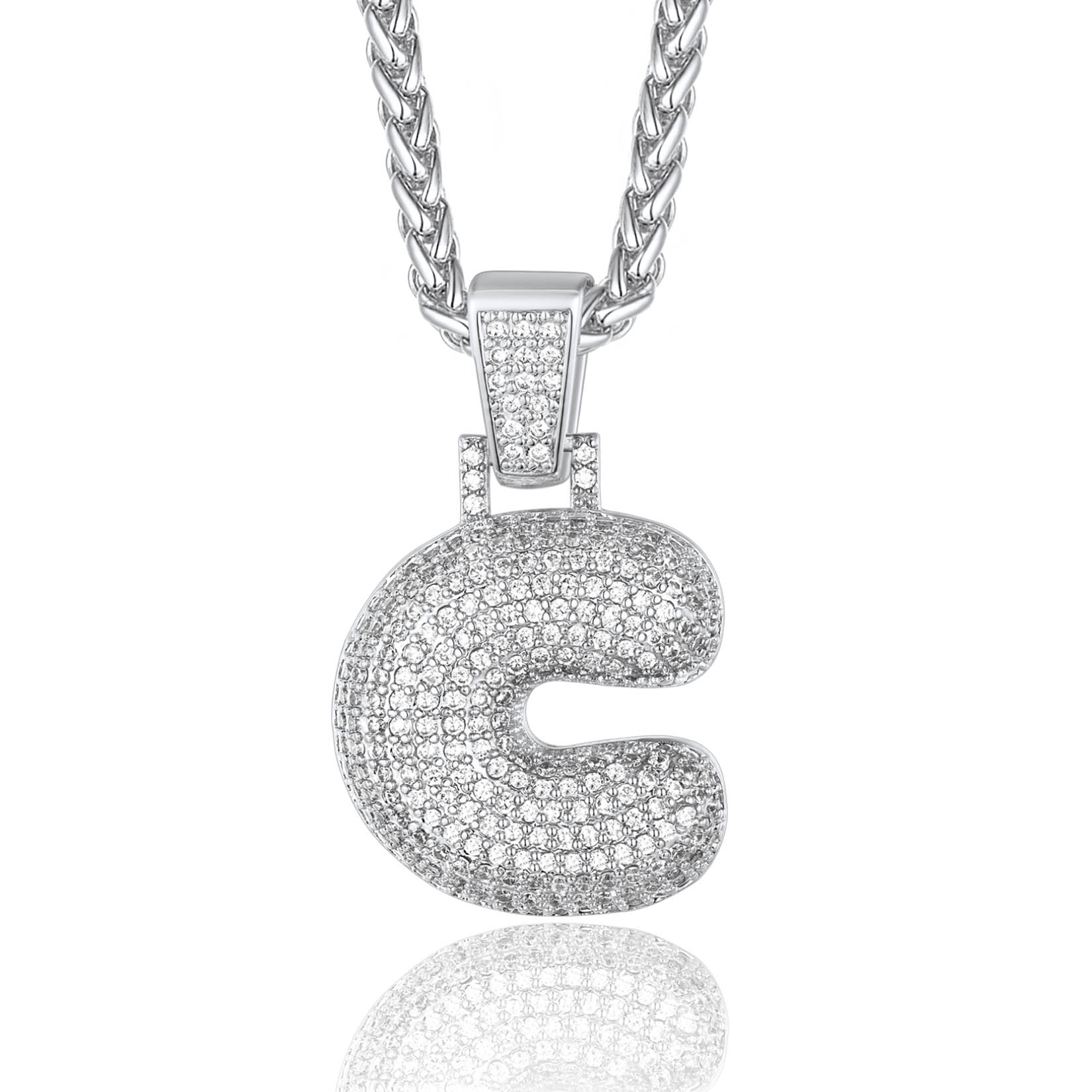 Custom Bubble Initial Necklace with Letter
