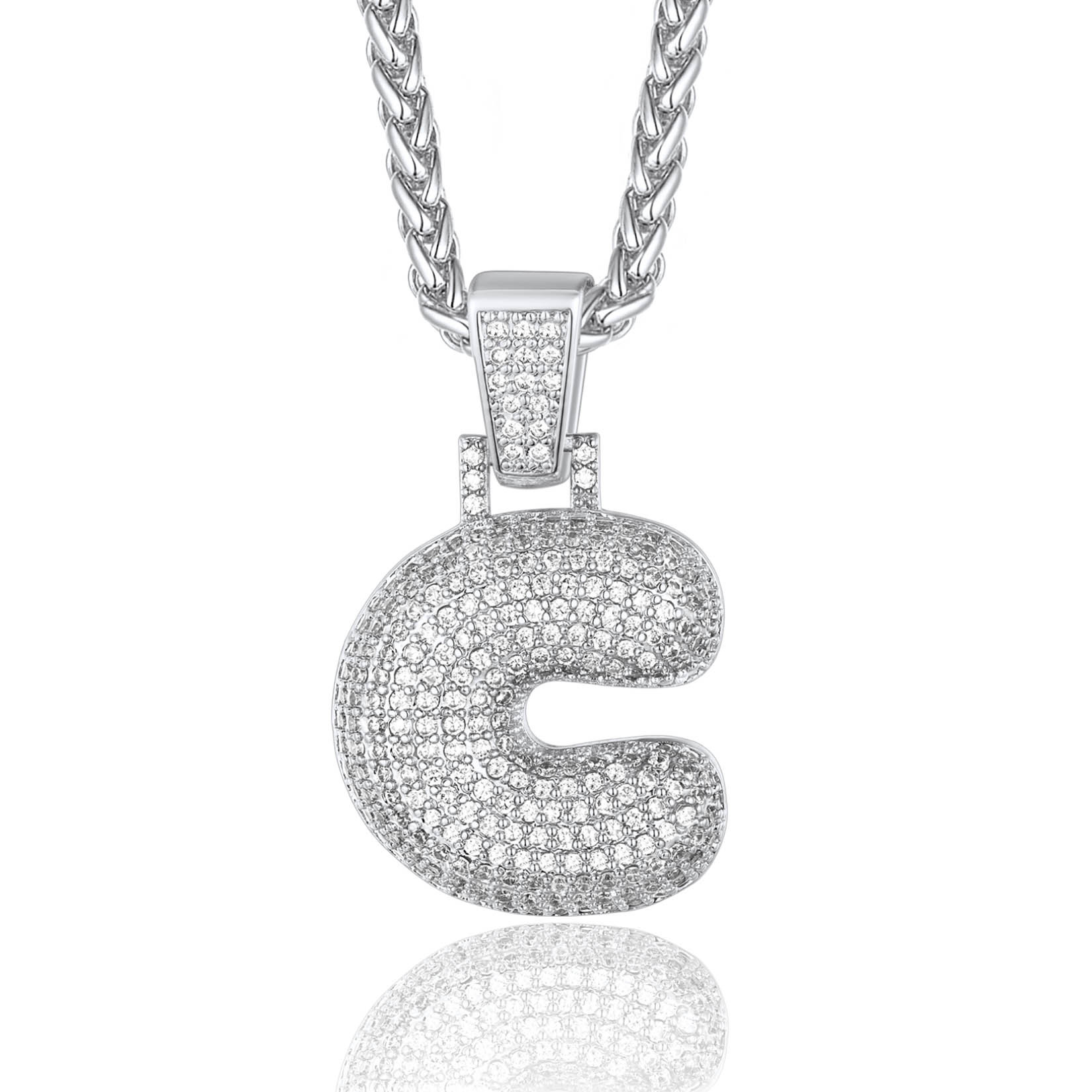 Custom Bubble Initial Necklace with Letter