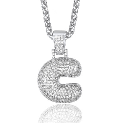 Custom Bubble Initial Necklace with Letter