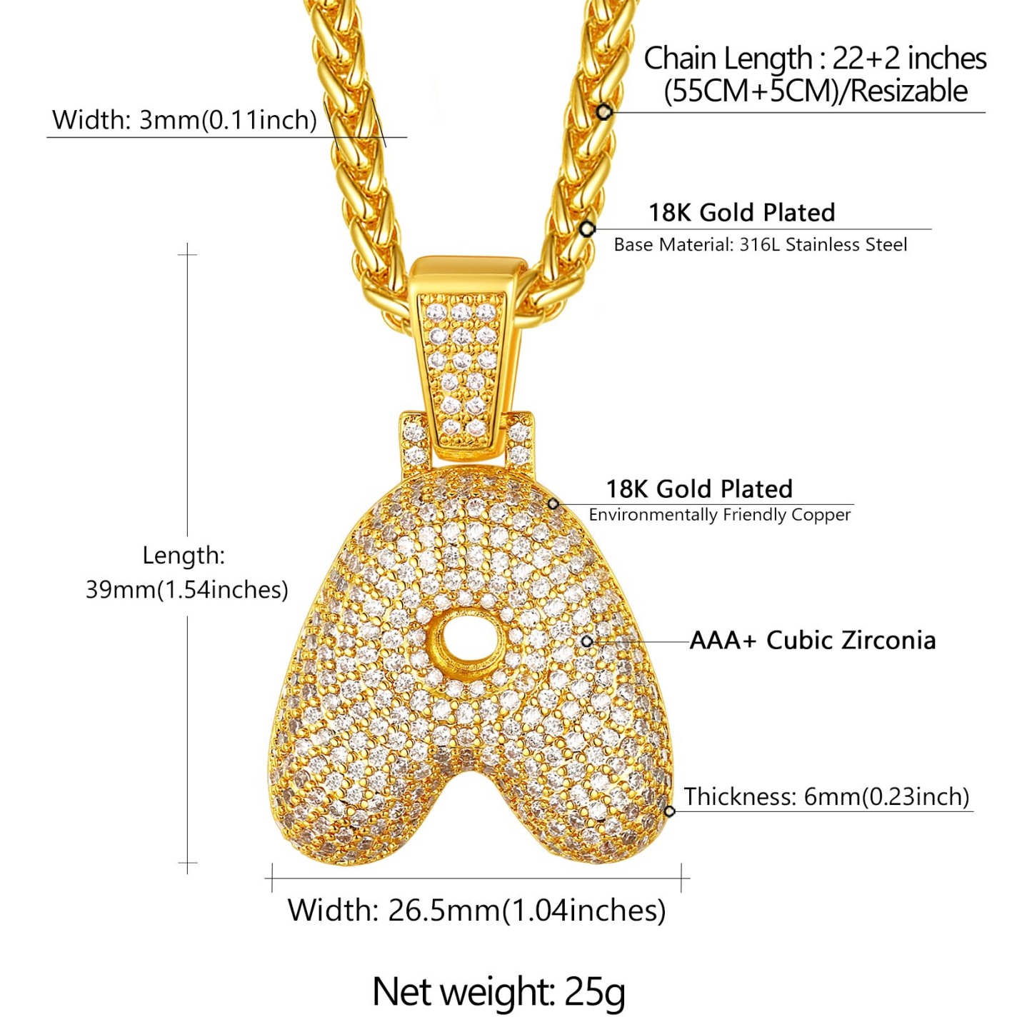 Custom Bubble Initial Necklace with Letter