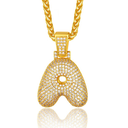 Custom Bubble Initial Necklace with Letter